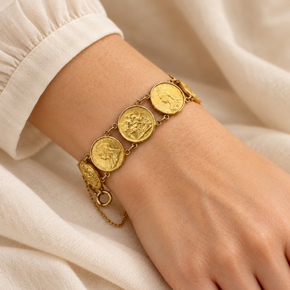 Bracelet avec 6 pièces de napoléon 10 Francs Or liées