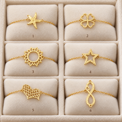 Assortiment de bagues fines en Or à étoiles, fleurs et motifs géométriques