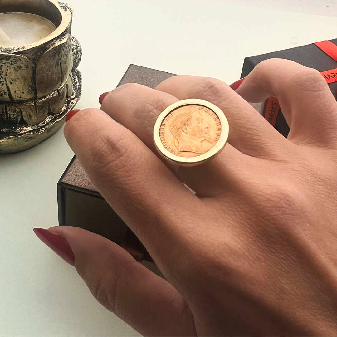 Bague avec Louis d'Or Pétales 18k/22K