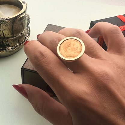 Bague avec Louis d'Or Pétales 18k/22K