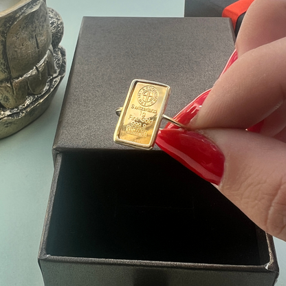 Bague single avec un lingotin 24 carats