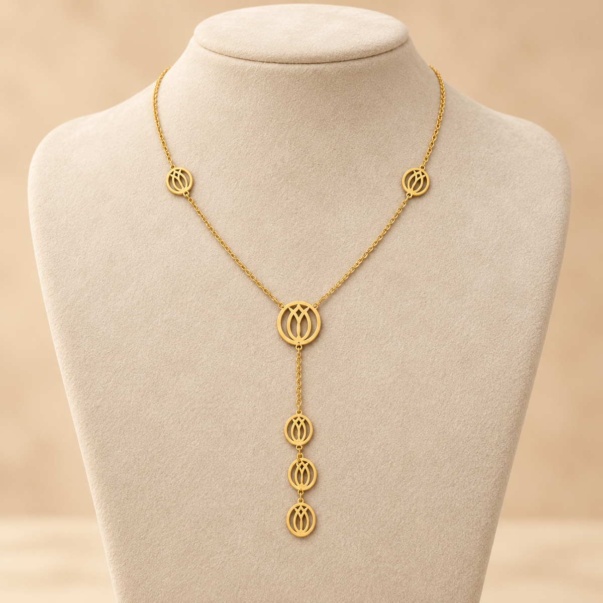 Collier en Y Or à motifs ovales entrelacés