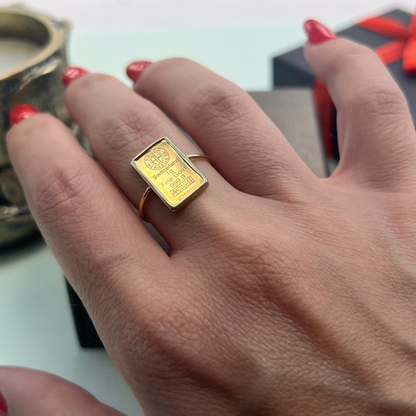 Bague single avec un lingotin 24 carats