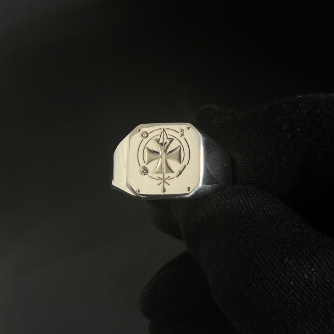 Chevalière Carrée en Argent Sterling