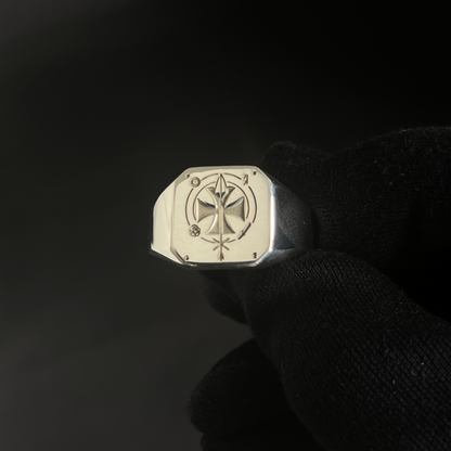 Chevalière Carrée en Argent Sterling