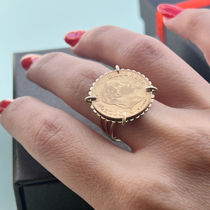 Bague avec Louis d'Or anneaux ajourés 18k/22K