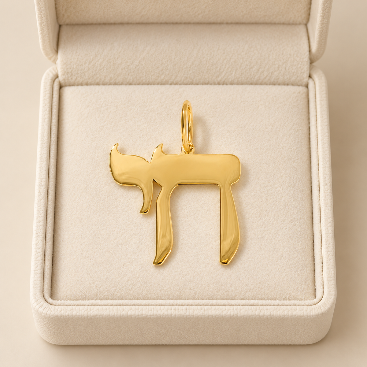 Pendentif symbole Haï — Motif hébraïque חי aux contours arrondis, avec bélière.