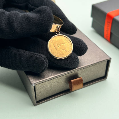 Bague Breloque avec une Louis d'Or anneau plein 18k/22K
