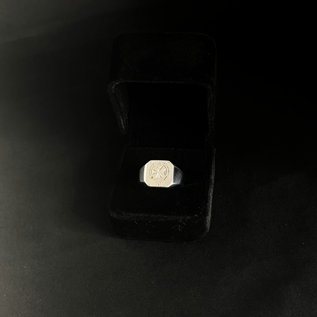 Chevalière Carrée en Argent Sterling