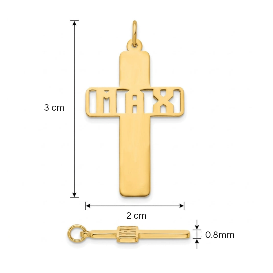 Pendentif croix prénom personnalisé Or