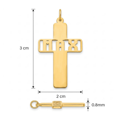 Pendentif croix prénom personnalisé Or