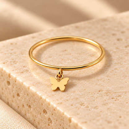 Bague breloque papillon en Or jaune
