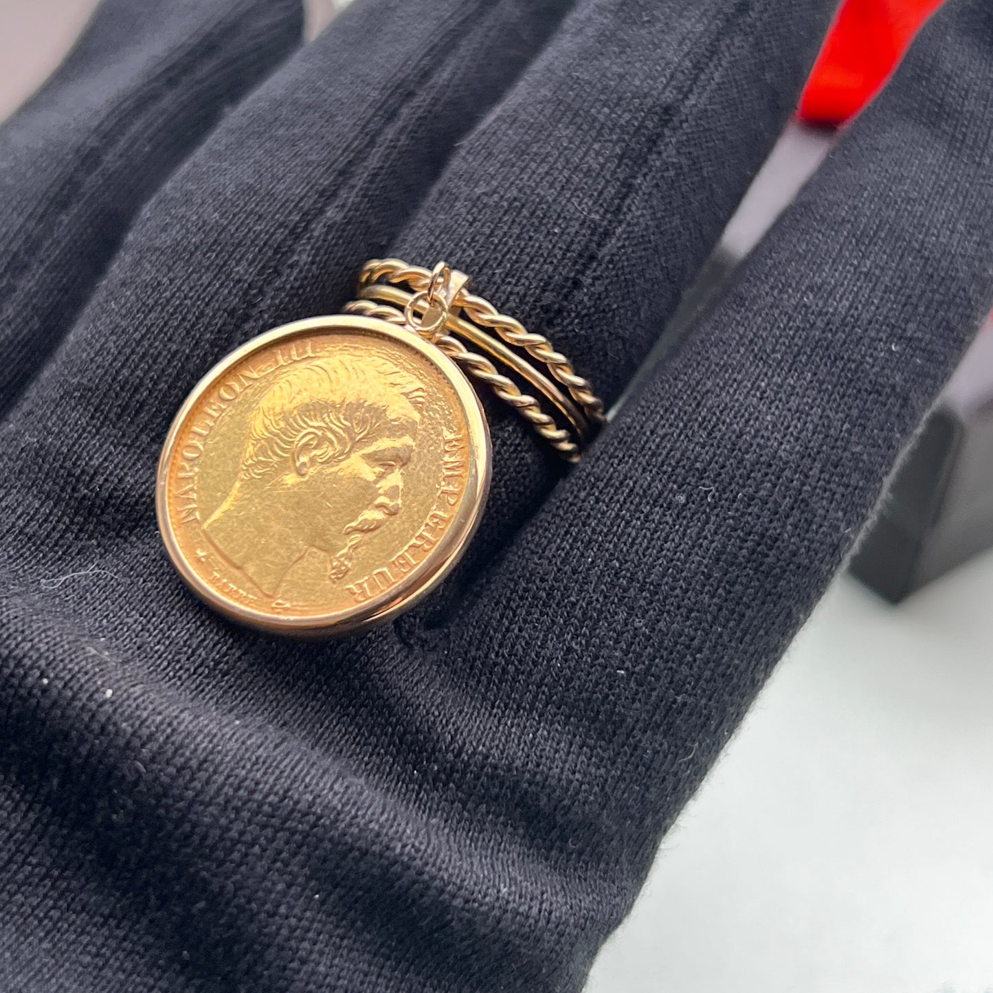 Bague triple anneaux avec pièce Or 18k/22K