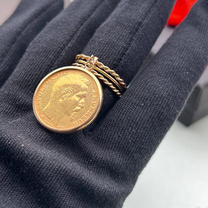 Bague triple anneaux avec pièce Or 18k/22K
