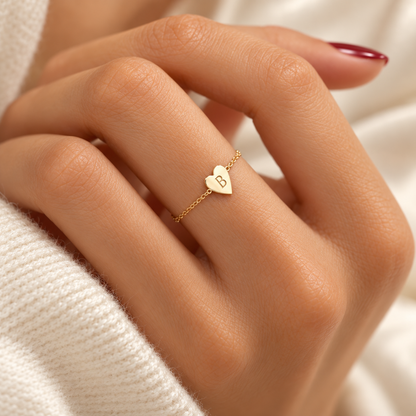Bague cœur initiale –Or