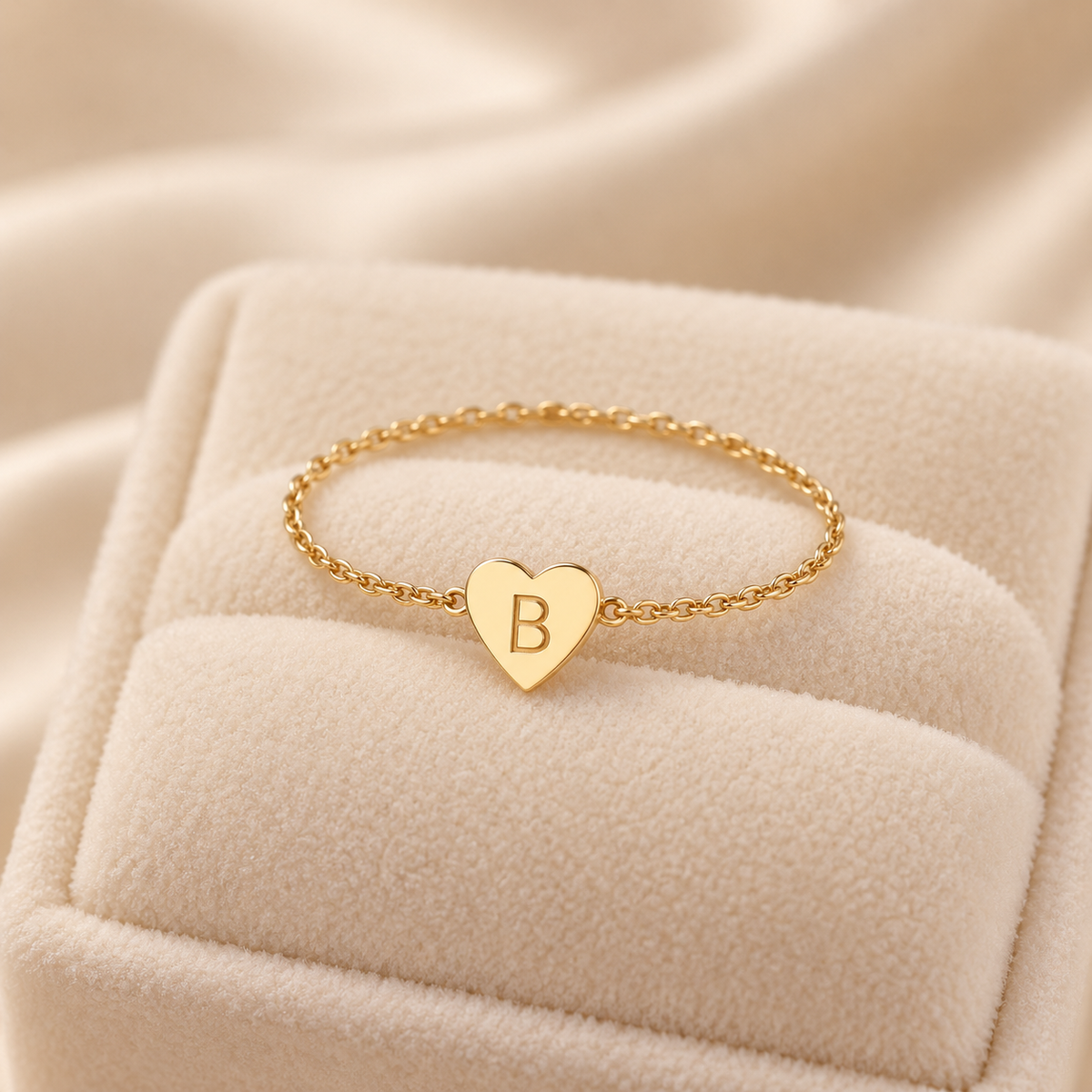 Bague cœur initiale –Or