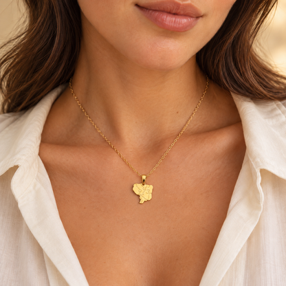 Pendentif carte géographique en Or jaune