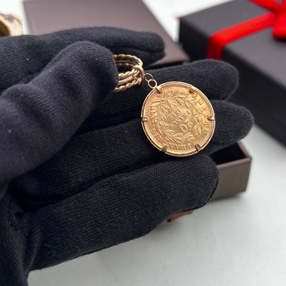 Bague triple anneaux avec pièce Or 18k/22K