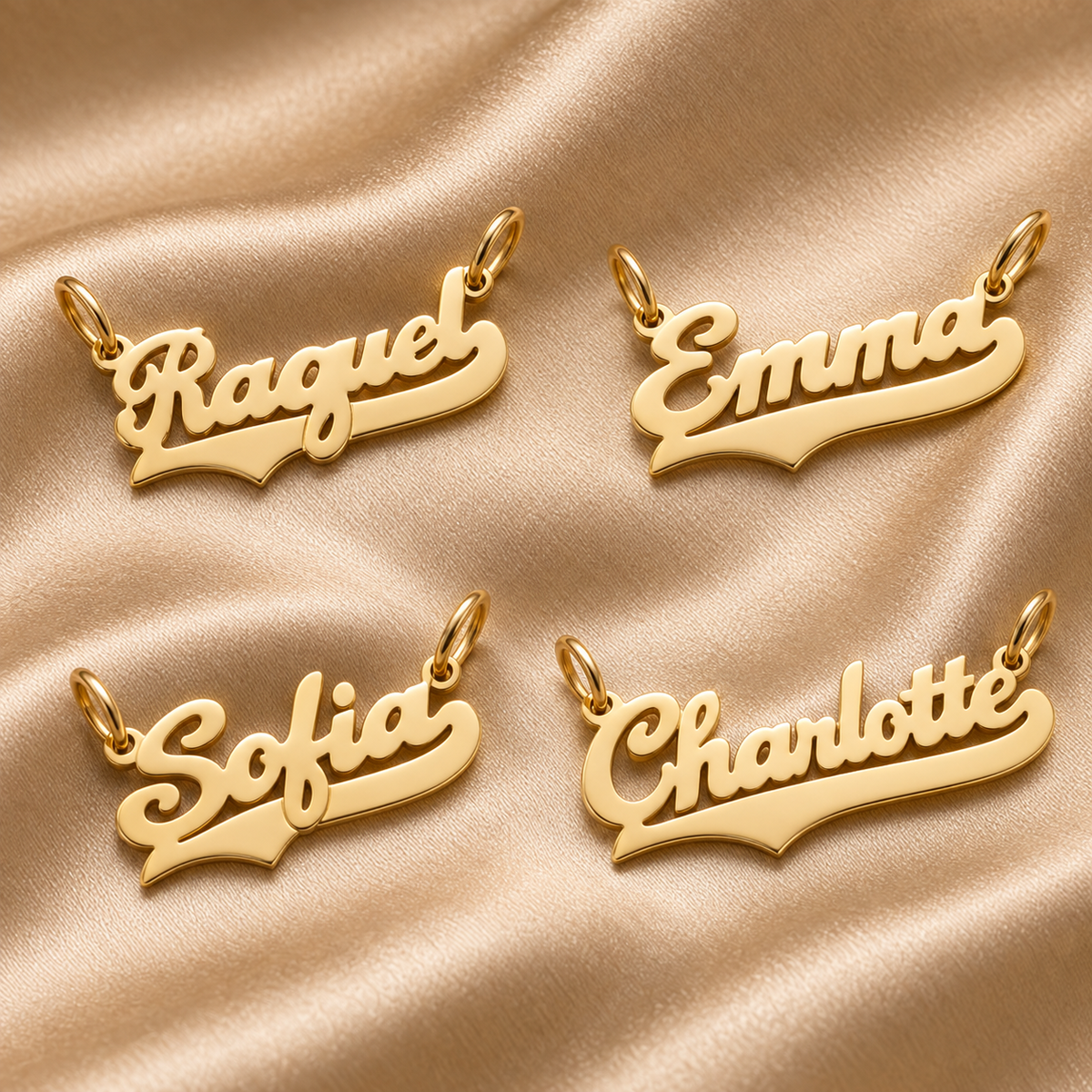 Raquel – Pendentif prénom personnalisé en or