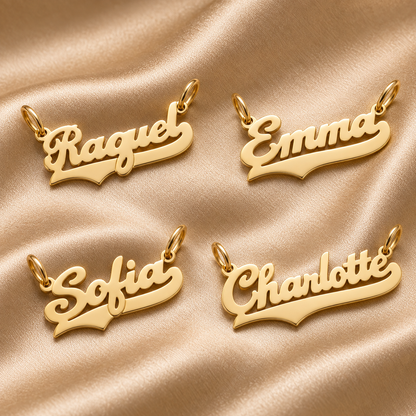 Raquel – Pendentif prénom personnalisé en or