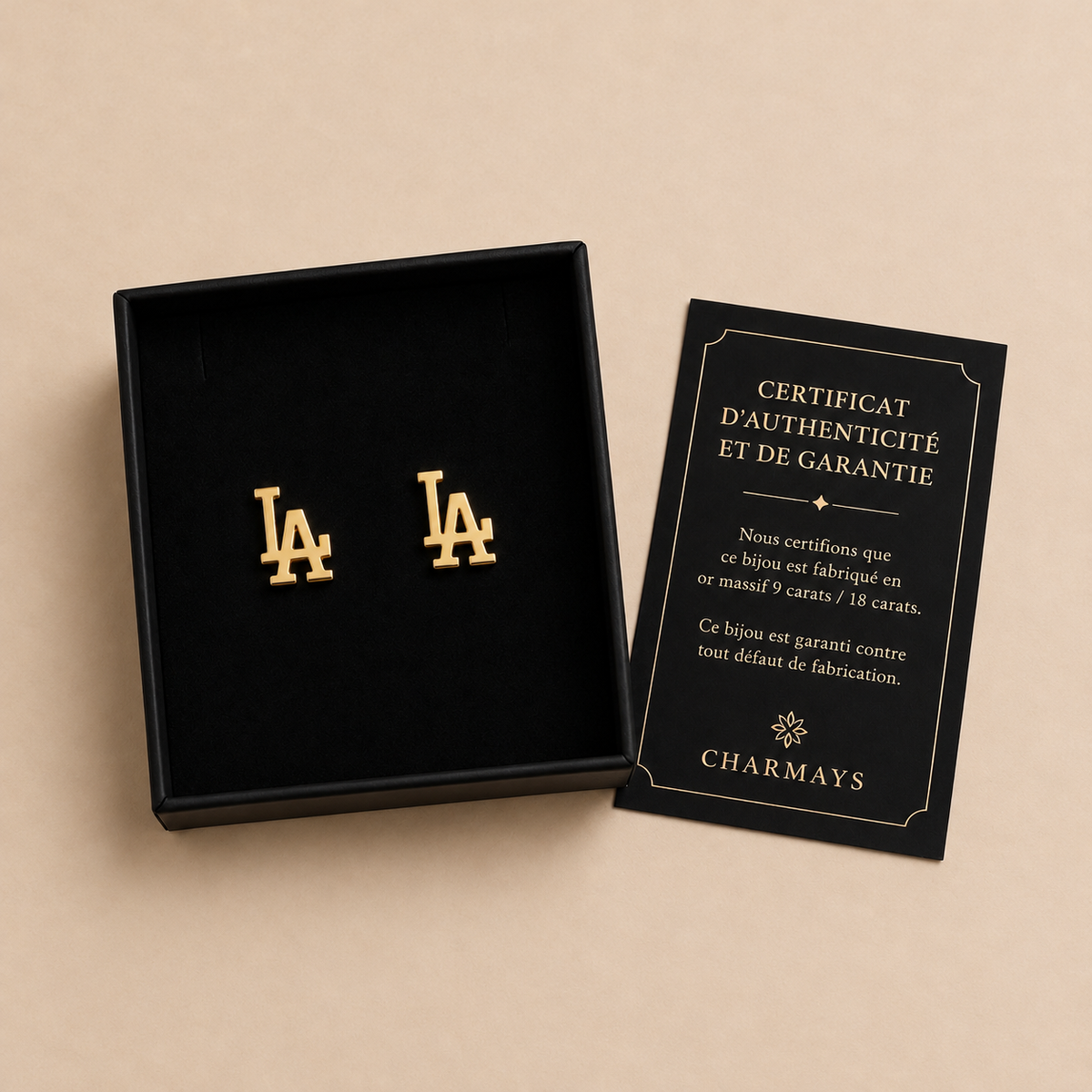 Boucles d'oreilles initiales latines en Or