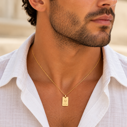 Pendentif rond doré à lettre arabe