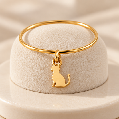 Bague breloque chat en Or jaune