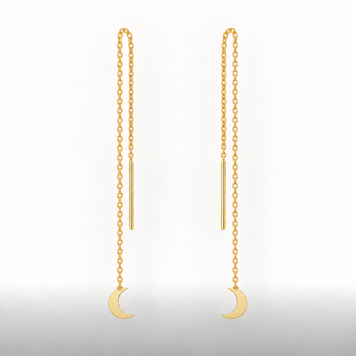 Boucles d’oreilles traversantes Lune en Or jaune
