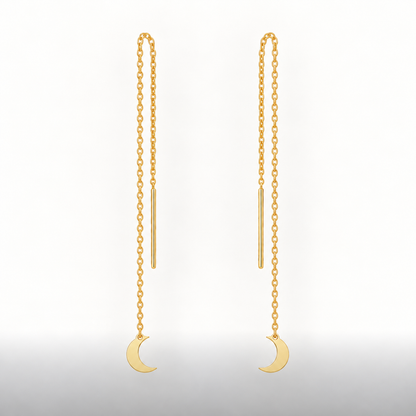 Boucles d’oreilles traversantes Lune en Or jaune