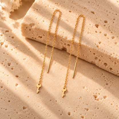Boucles d’oreilles traversantes Clé en Or jaune