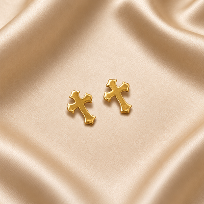 Alya – Boucles d'oreilles croix pendantes en Or