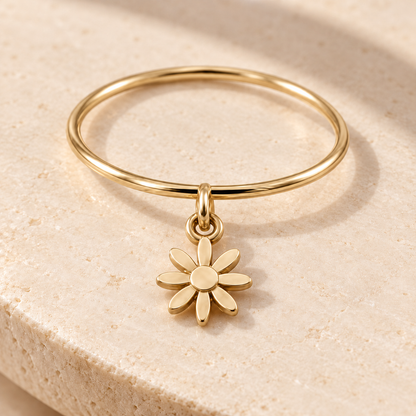 Bague breloque fleur en Or jaune