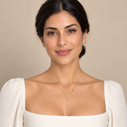 Collier sautoir en Y à maillon allongé et barre verticale