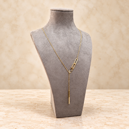Collier sautoir en Y à maillon allongé et barre verticale