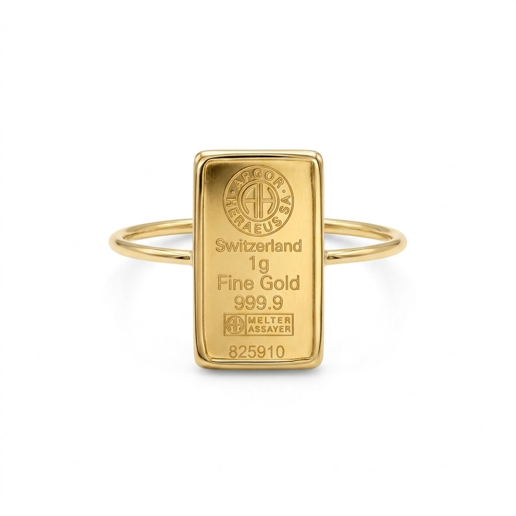 Bague single avec un lingotin 24 carats
