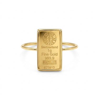 Bague single avec un lingotin 24 carats