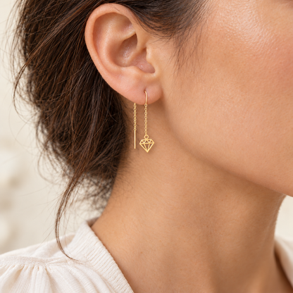 Boucles d’oreilles traversantes en Or à motifs diamants géométriques ajourés