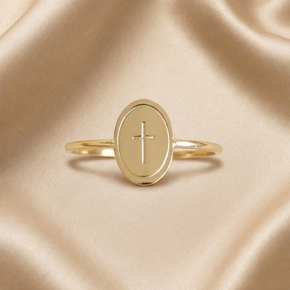Bague symbole croix en or