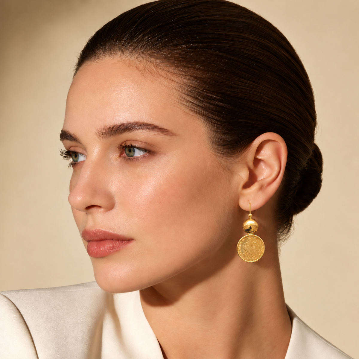 Boucles d’oreilles dôme porte pièces en Or 18K /22K