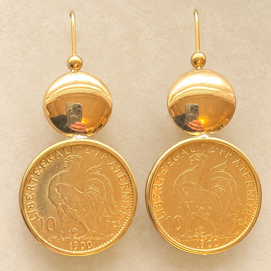 Boucles d’oreilles dôme porte pièces en Or 18K /22K
