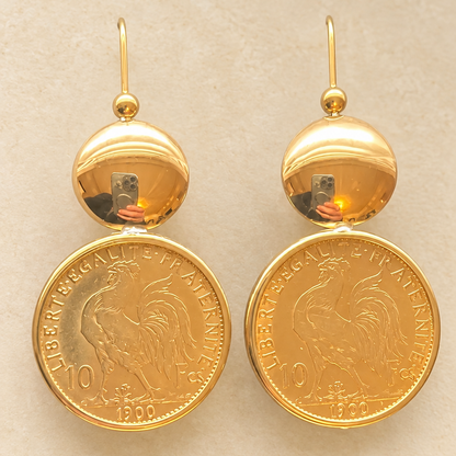 Boucles d’oreilles dôme porte pièces en Or 18K /22K