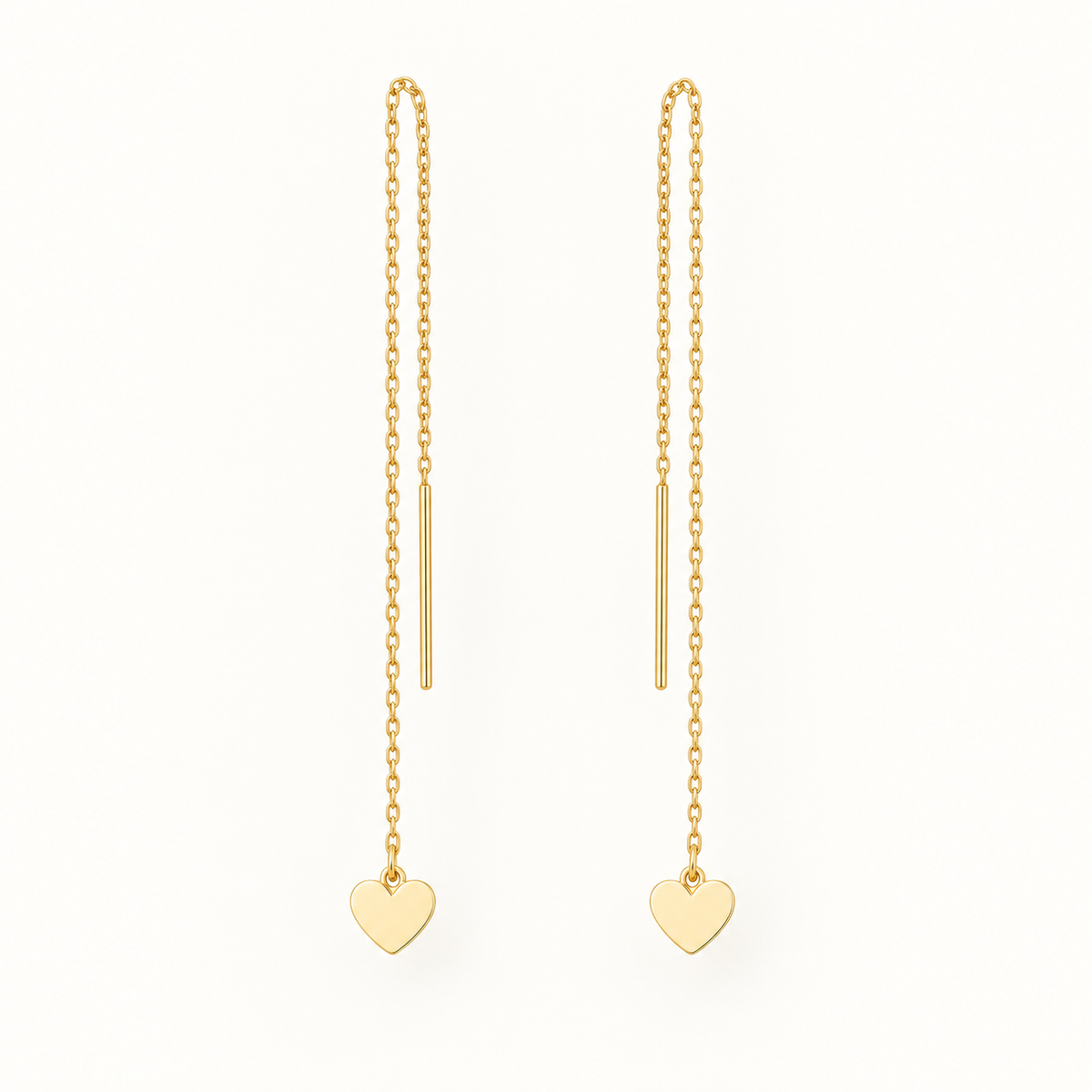 Boucles d’oreilles traversantes cœur en or jaune 18K, packshot