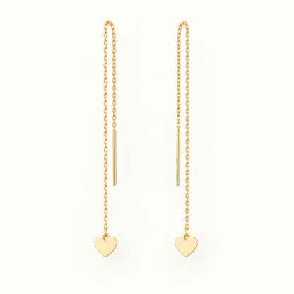 Boucles d’oreilles traversantes cœur en or jaune 18K, packshot