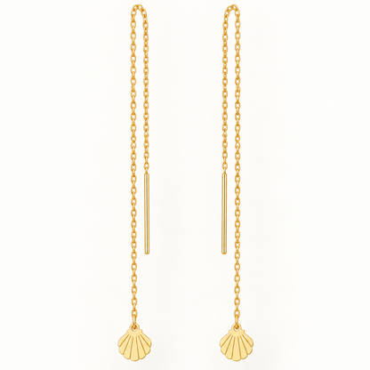 Boucles d’oreilles traversantes coquillage en or jaune 18K, packshot Charmays