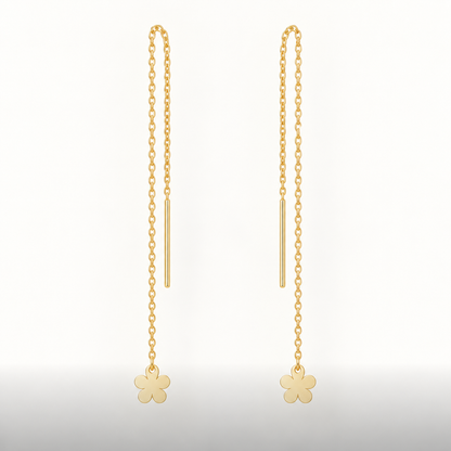 Boucles d’oreilles traversantes fleur en or jaune 18K, packshot Charmays