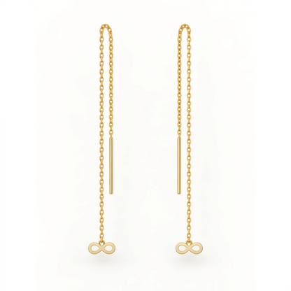 Boucles d’oreilles traversantes infini en or jaune 18K, packshot Charmays
