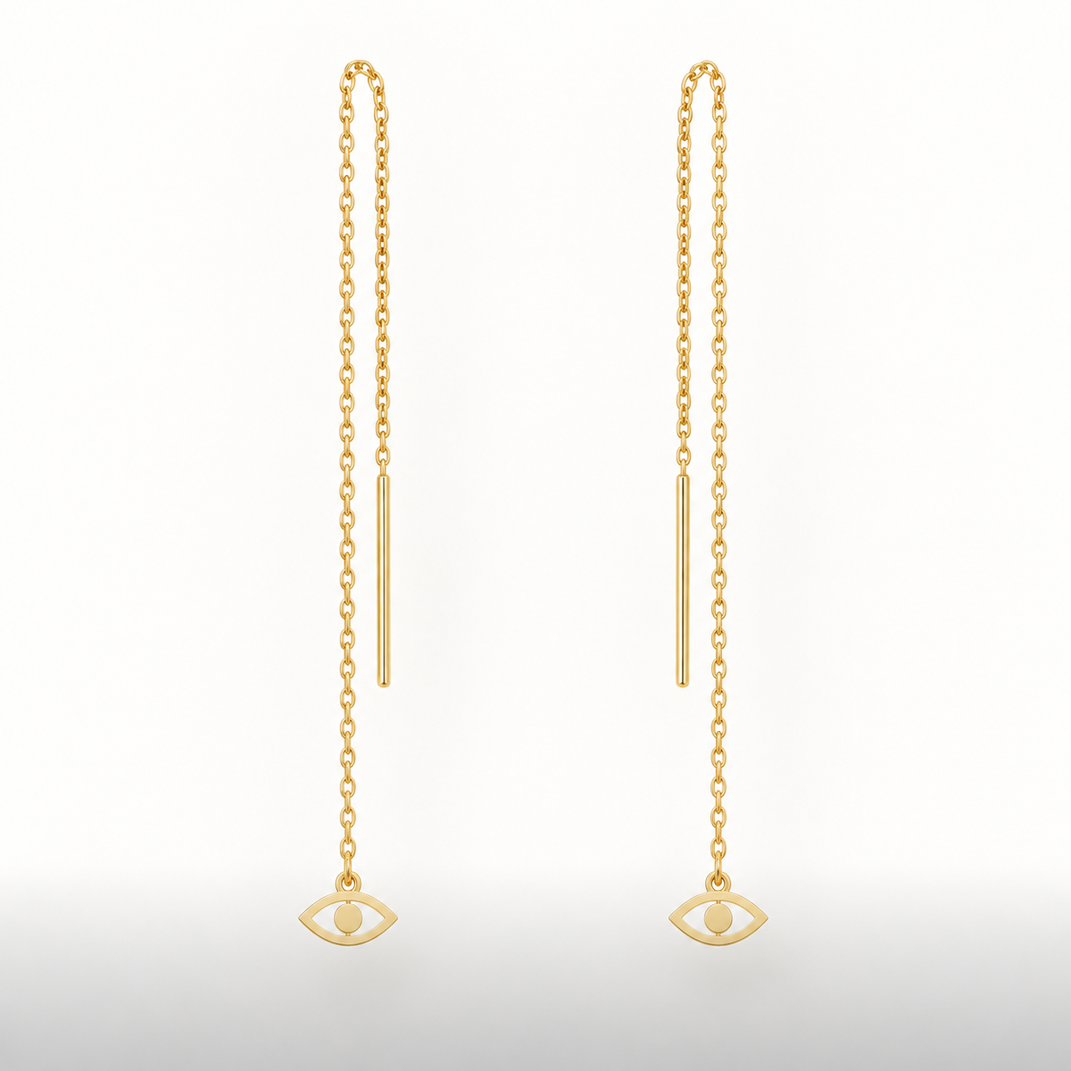 Boucles d’oreilles traversantes œil en or jaune 18K, packshot Charmays