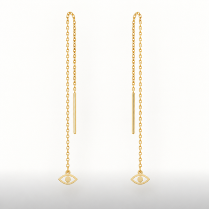 Boucles d’oreilles traversantes œil en or jaune 18K, packshot Charmays