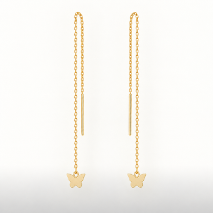 Boucles d’oreilles traversantes papillon en or jaune 18K, packshot Charmays