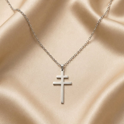 Éden collier Croix de Lorraine en or blanc - vue 1